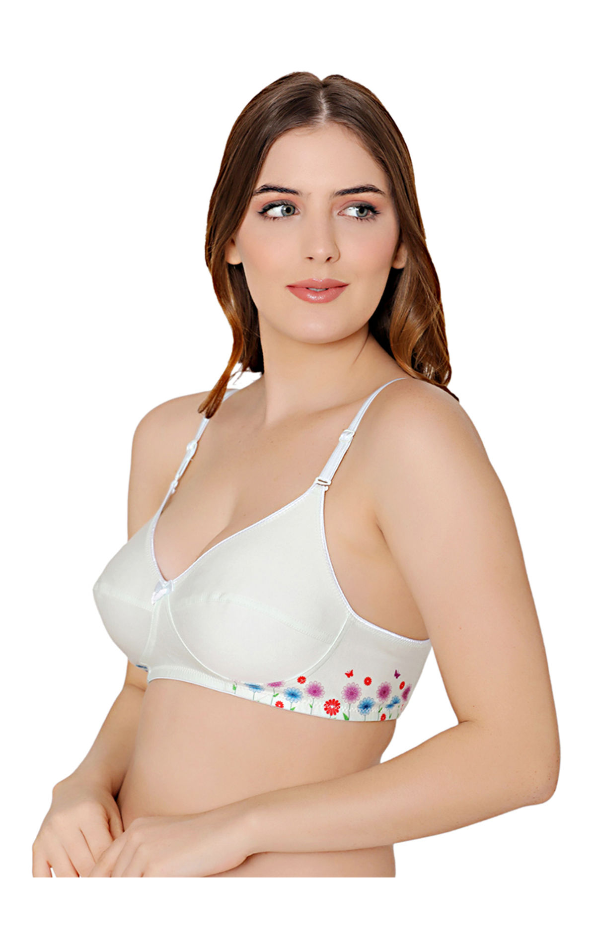 Bodycare polycotton wirefree convertible straps floral cup non padded  bra-5510SGRN