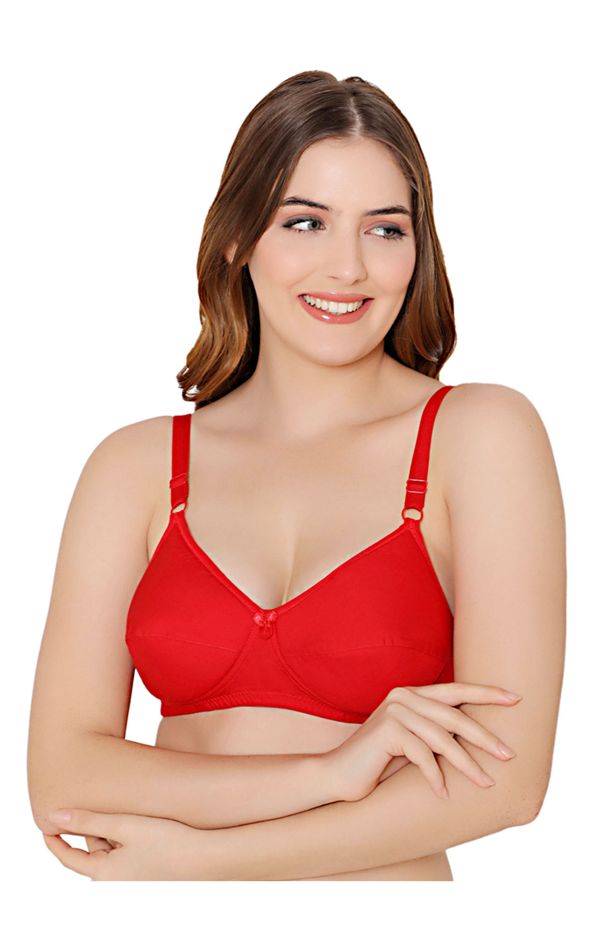 Bodycare cotton wirefree adjustable straps soft cup padded bra-5543RED