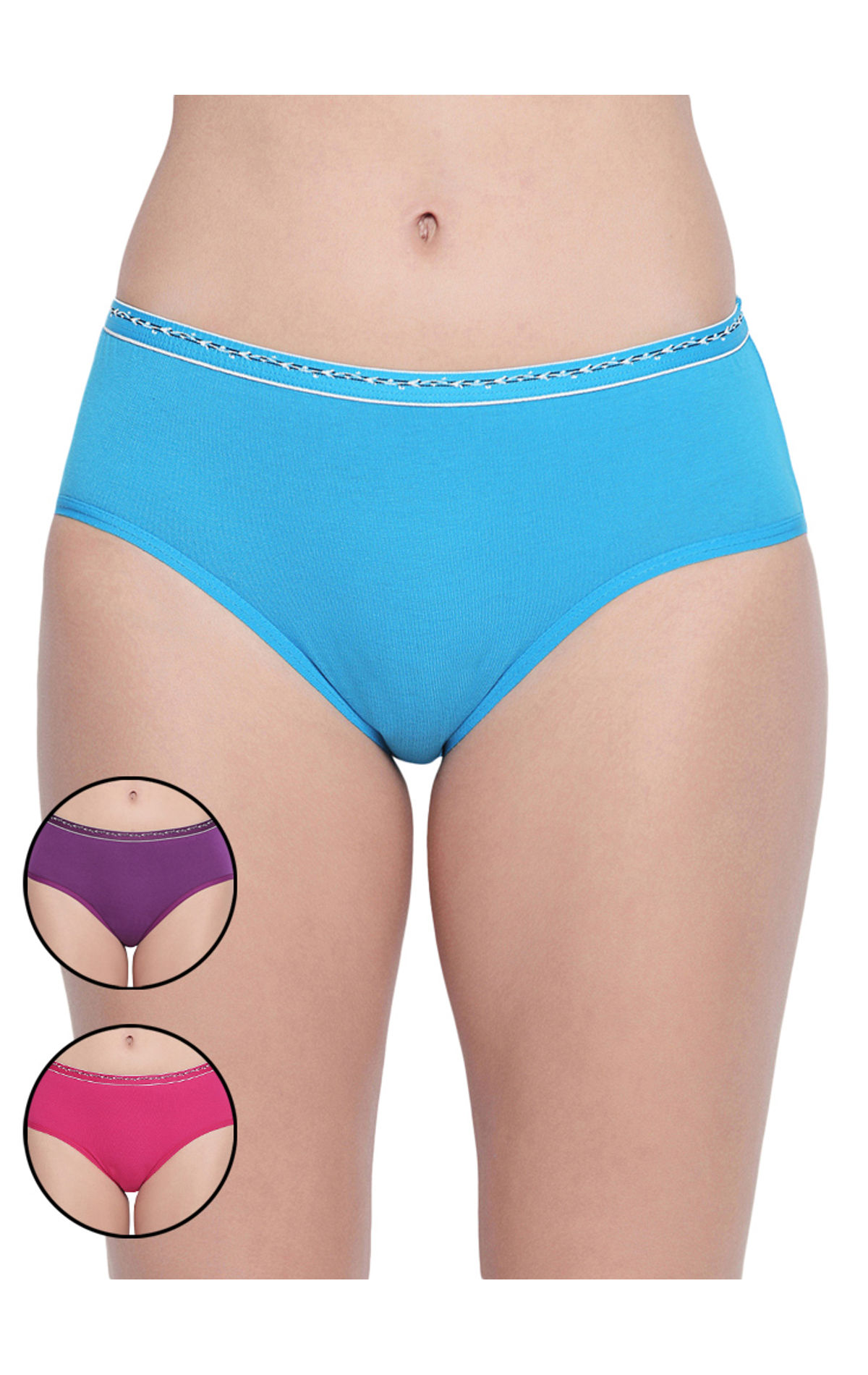 Bodycare Pack Of 3 Hipster Style Cotton Briefs In Assorted Colors With  Broad Elastic Band-e56, E56