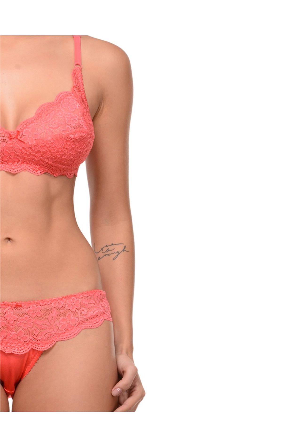 Bodycare Bridal Coral Color Bra Panty Set In Nylon Elastane-6408co