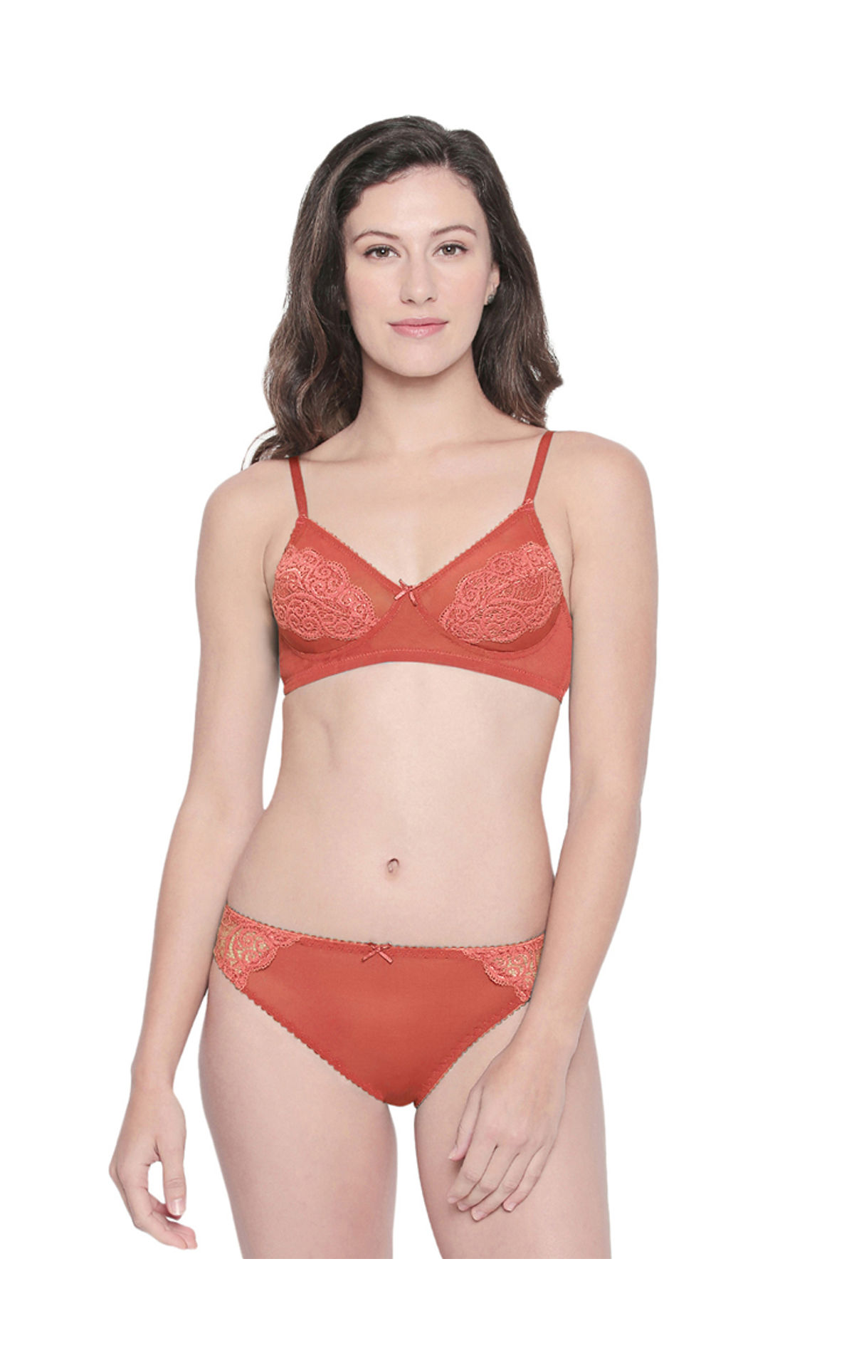 Bodycare Bridal Maroon Color Bra Panty Set In Nylon Elastane