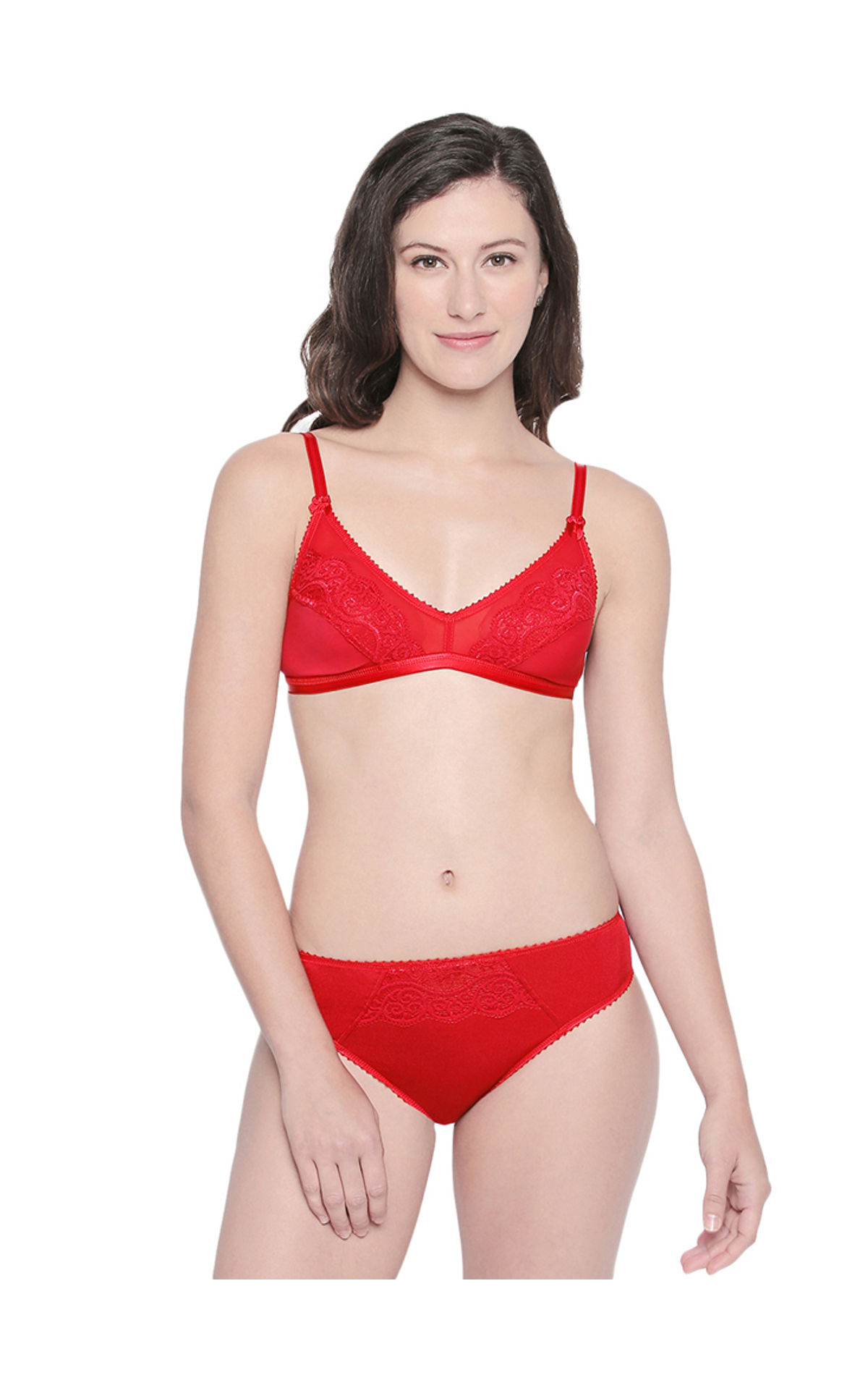 BODYCARE Bridal Red Bra & Panty Lingerie Set - 6416RED