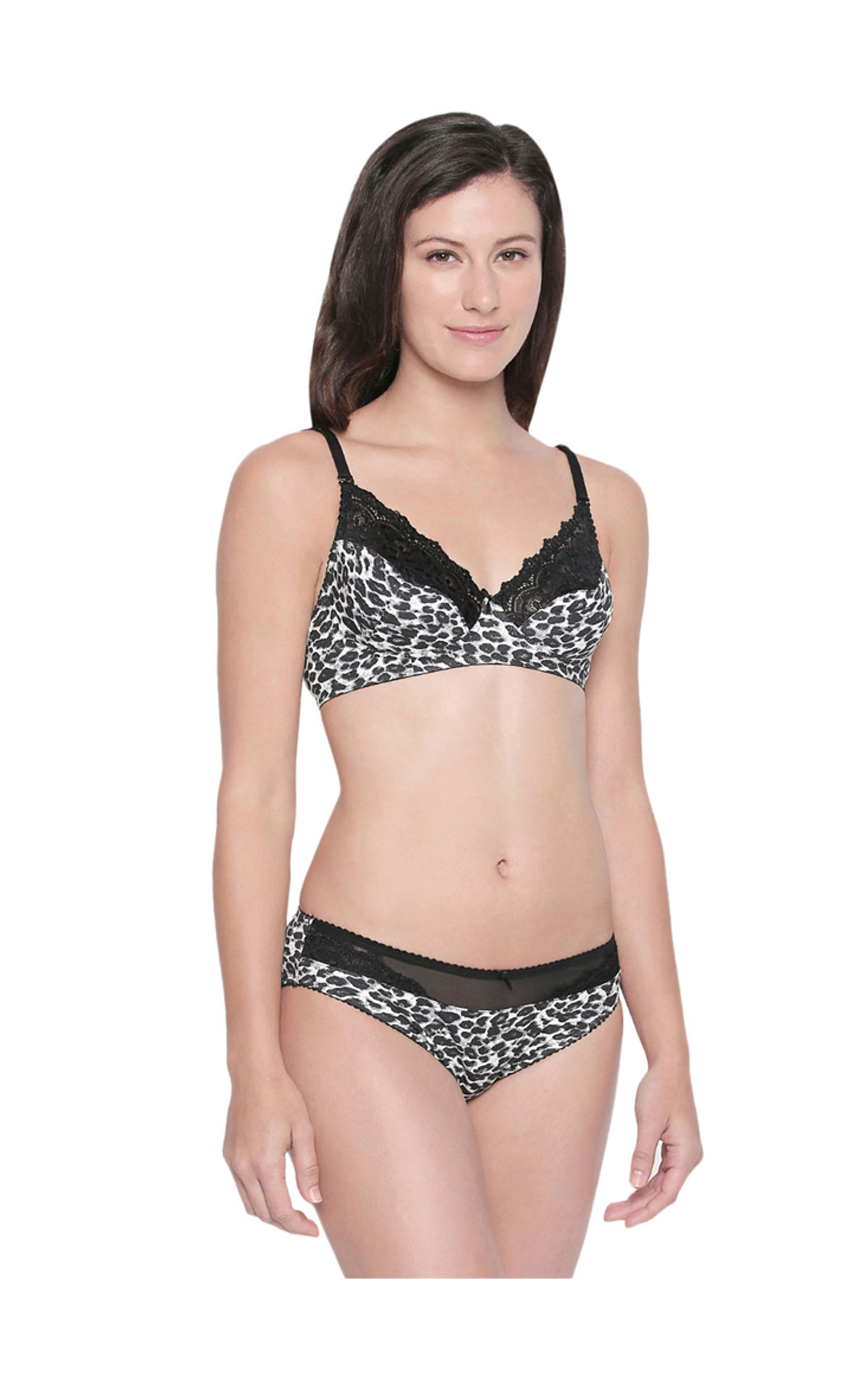 Bodycare Bridal Bra Panty Printed Lingerie Set In Black White Colour -  6411prt-3, 6411prt-3