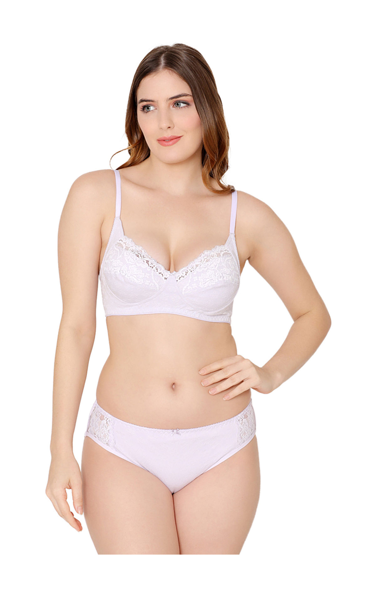 Bodycare women combed cotton embroidered lavender bra & panty set