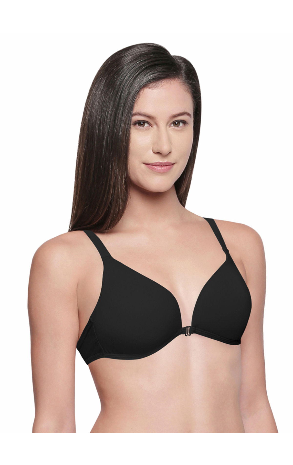 Bodycare Low Coverage, Front Open, Seamless Padded Bra-6571-black, 6571-black