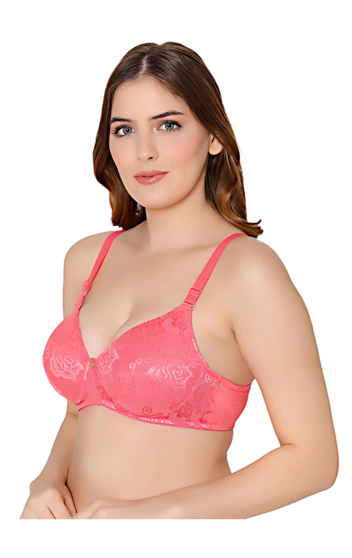 Bodycare nylon spandex wirefree adjustable straps designer net seamless non  padded bra-6537NAV