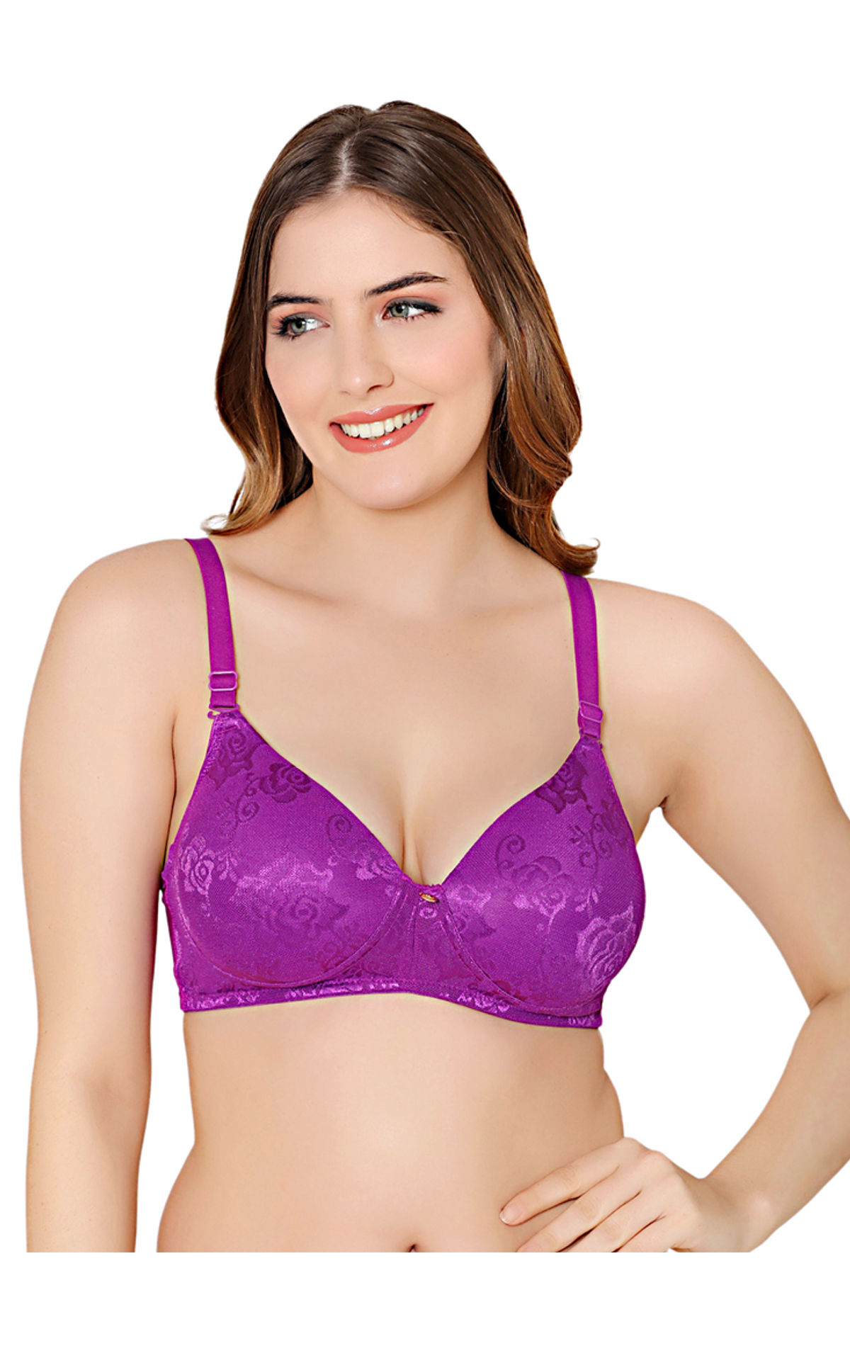 Bodycare nylon spandex wirefree adjustable straps designer net seamless padded  bra-6574CO