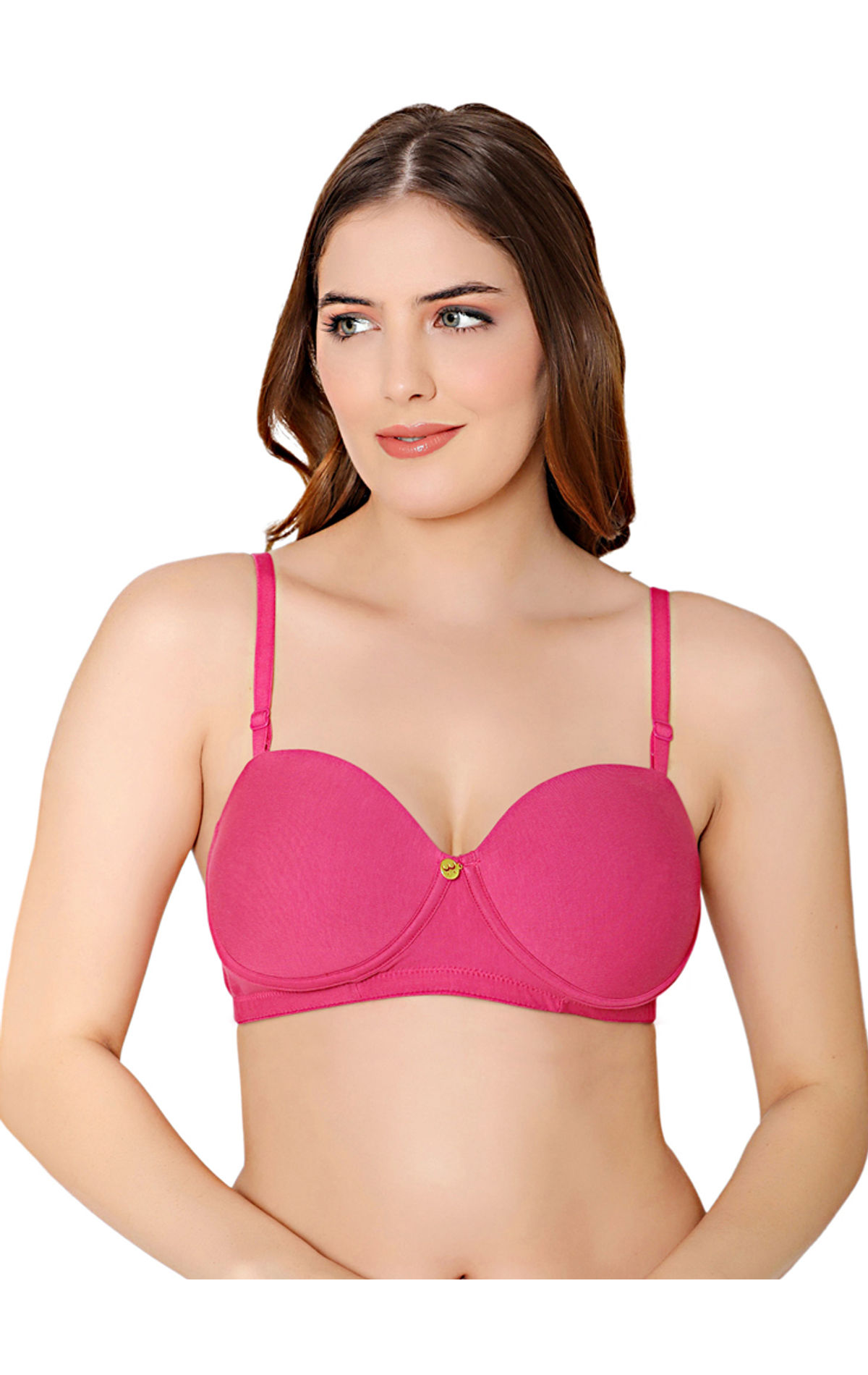 Bodycare cotton spandex wirefree convertible straps Seamless padded demi  cup bra-6575FUS