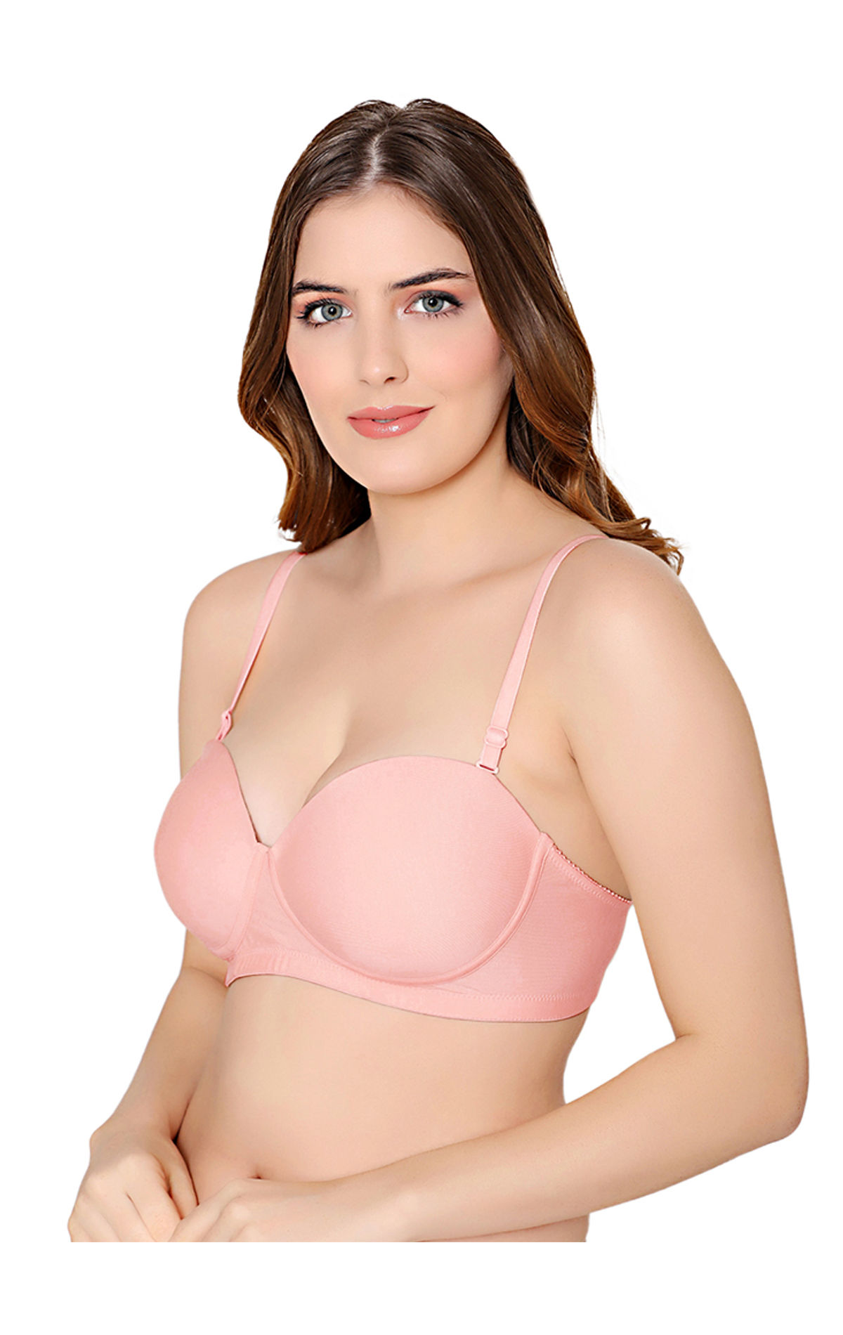 Bodycare cotton spandex wirefree convertible straps Seamless padded demi  cup bra-6575PI