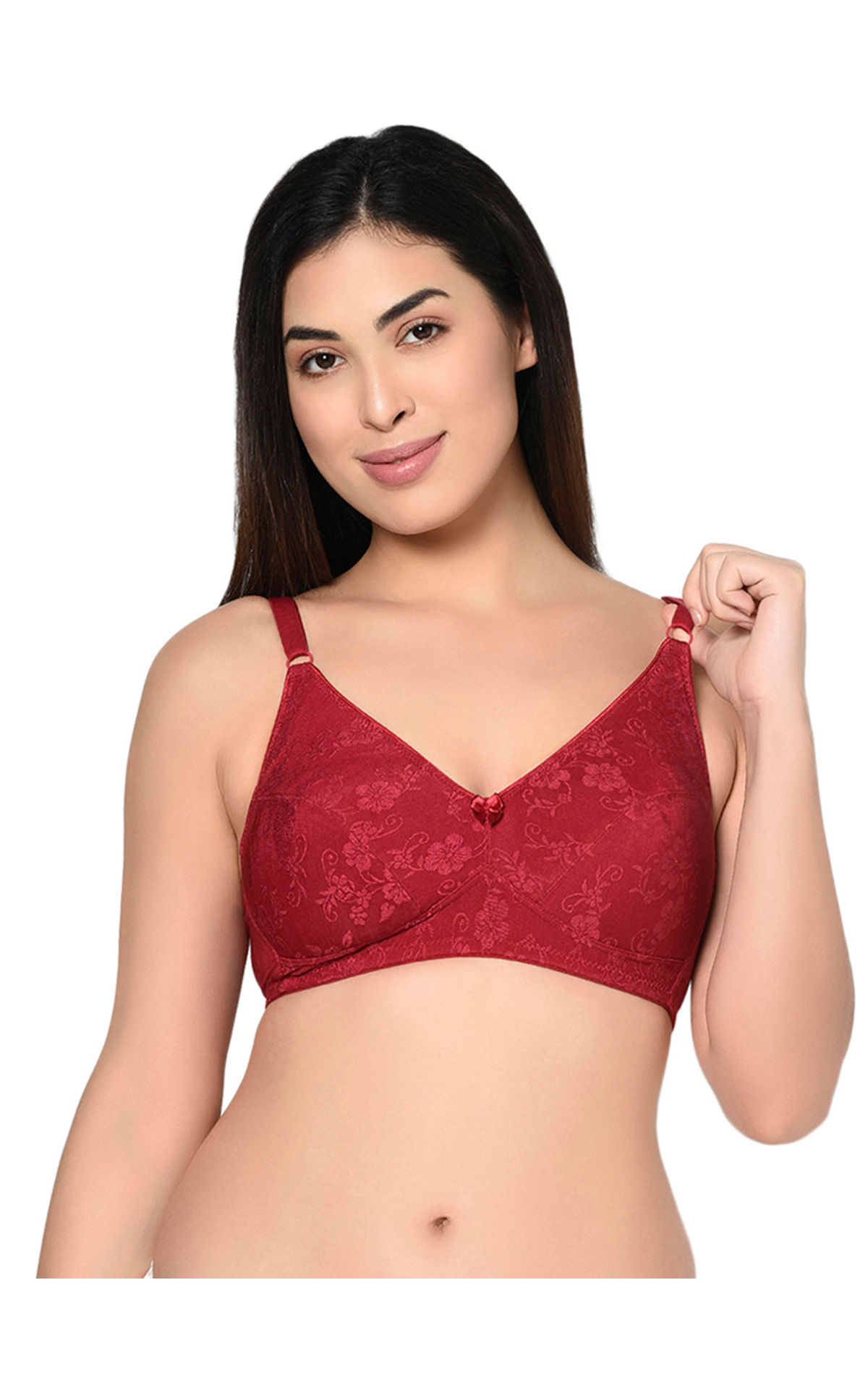 Bodycare Printed Padded Bra-6579-maroon, 6579-maroon