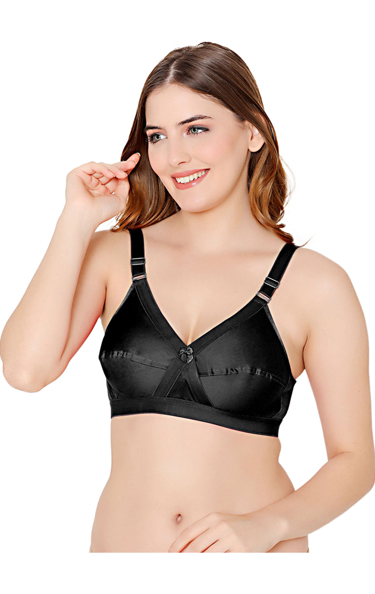 Buy Women's Solid Non-Wired Non-Padded Bra with Adjustable Straps Online