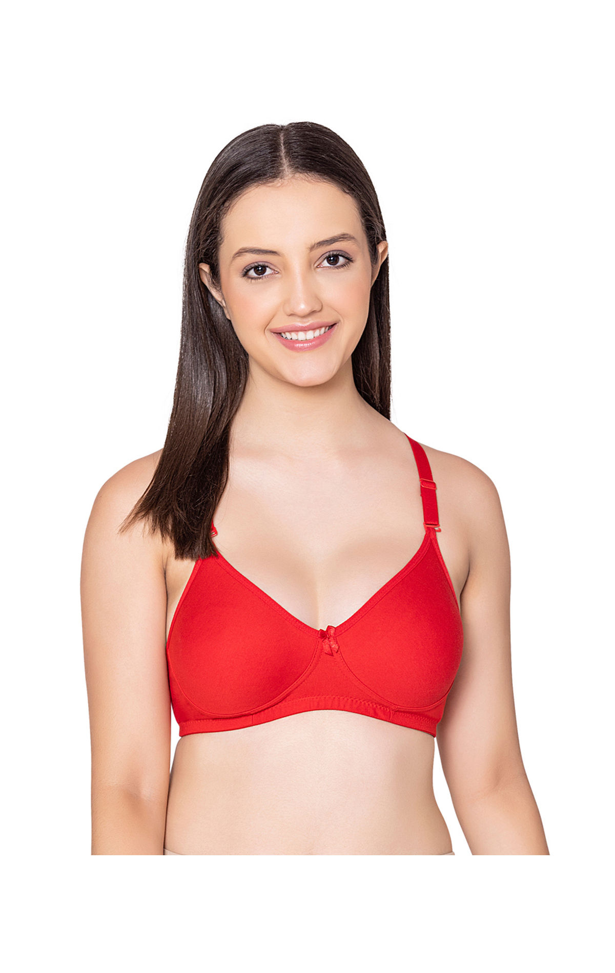 Bodycare polycotton wirefree convertible straps moulded cup non padded  bra-6594RED