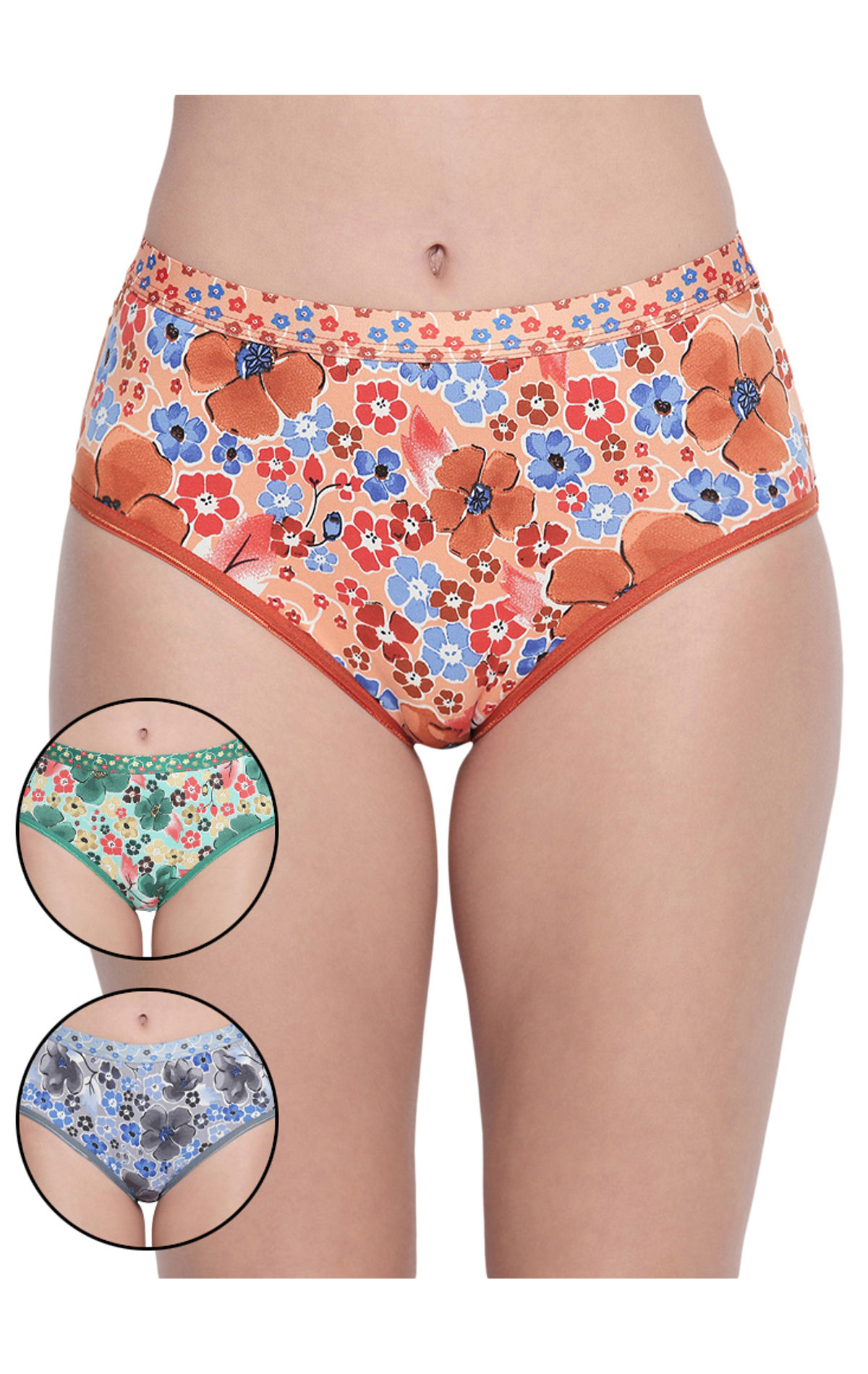 Pack Of 3 High-cut Bikini Style Cotton Printed Briefs In Assorted