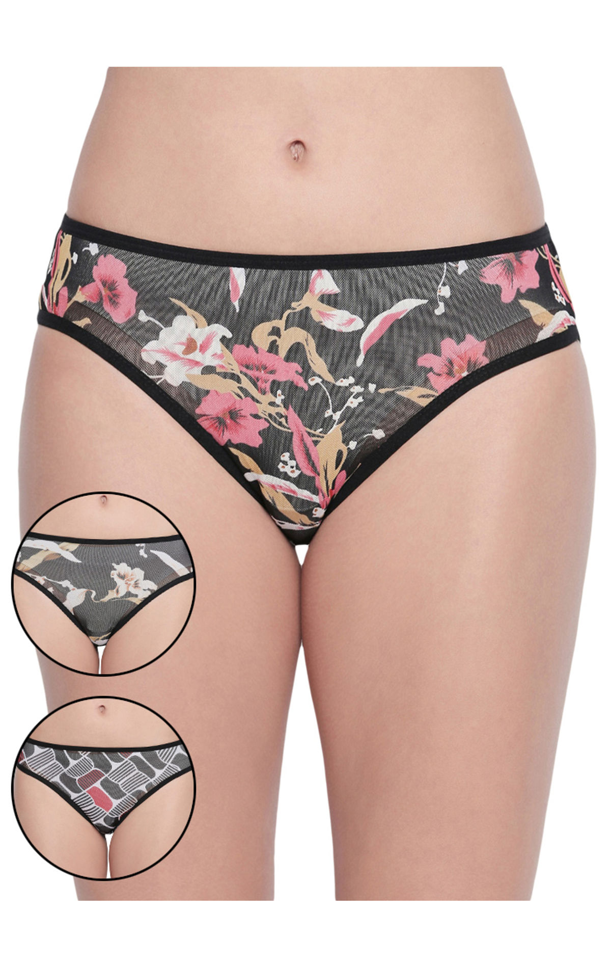 Pack Of 3 High-cut Bikini Style Cotton Printed Briefs In Assorted