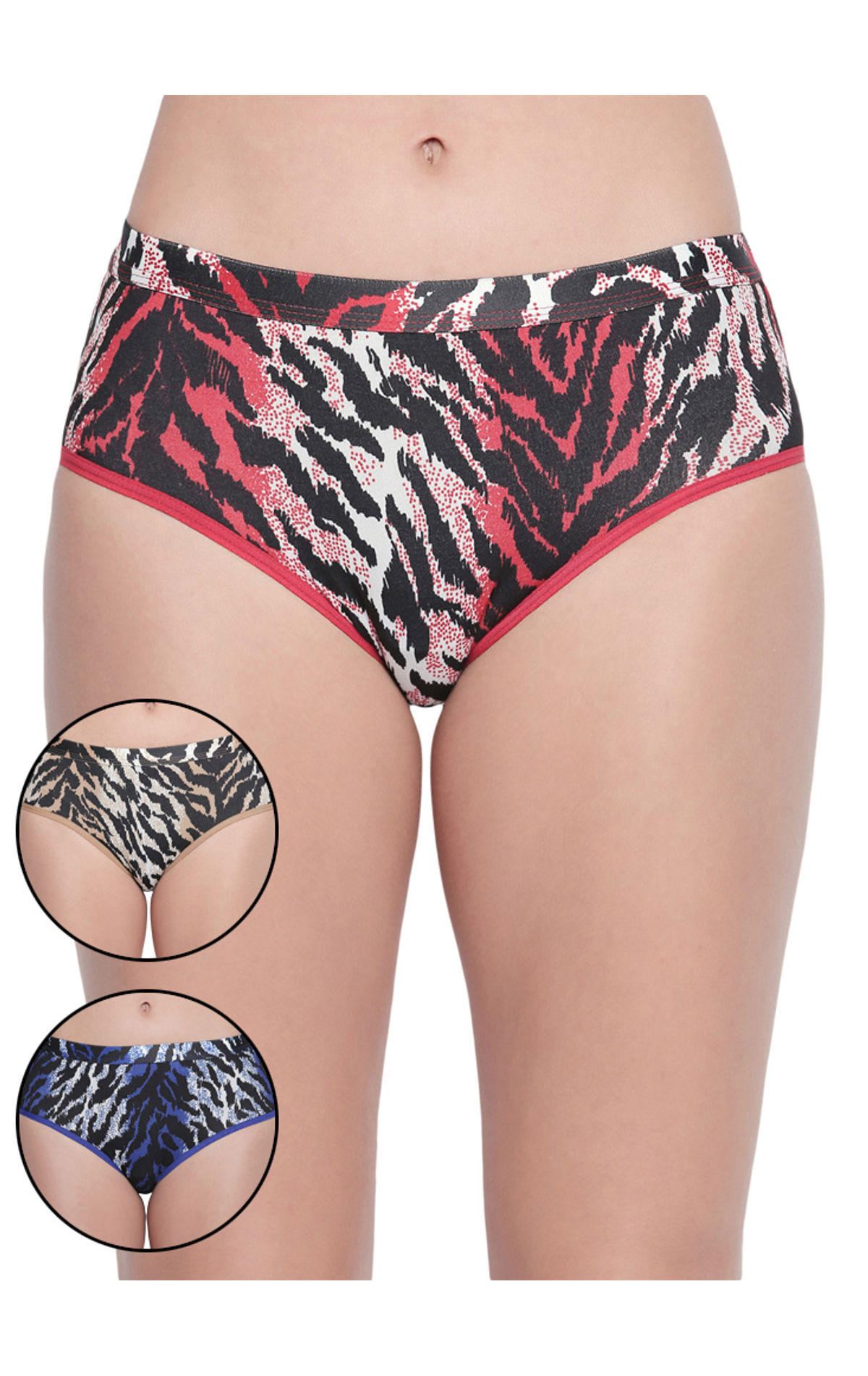 Pack Of 3 High-cut Bikini Style Cotton Printed Briefs In Assorted