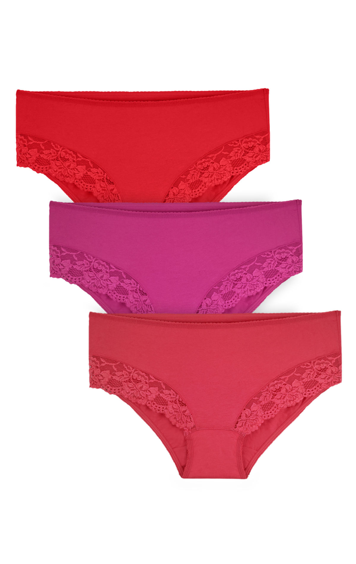 3pcs Plus Size High Waist Lace Women's Panties