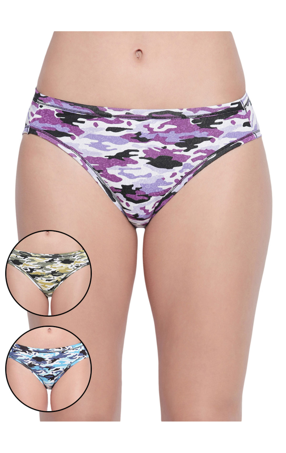 Pack Of 3 High-cut Bikini Style Cotton Printed Briefs In Assorted