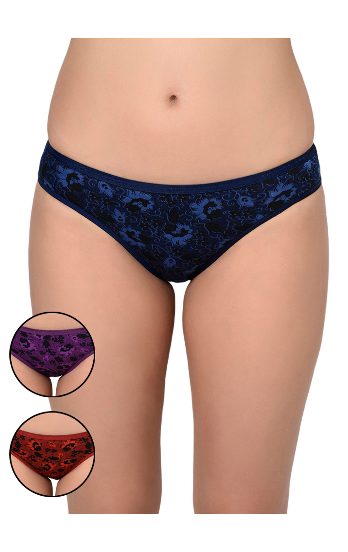 Bodycare Pack Of 3 Printed Panty In Assorted Colors-8541b-3pcs