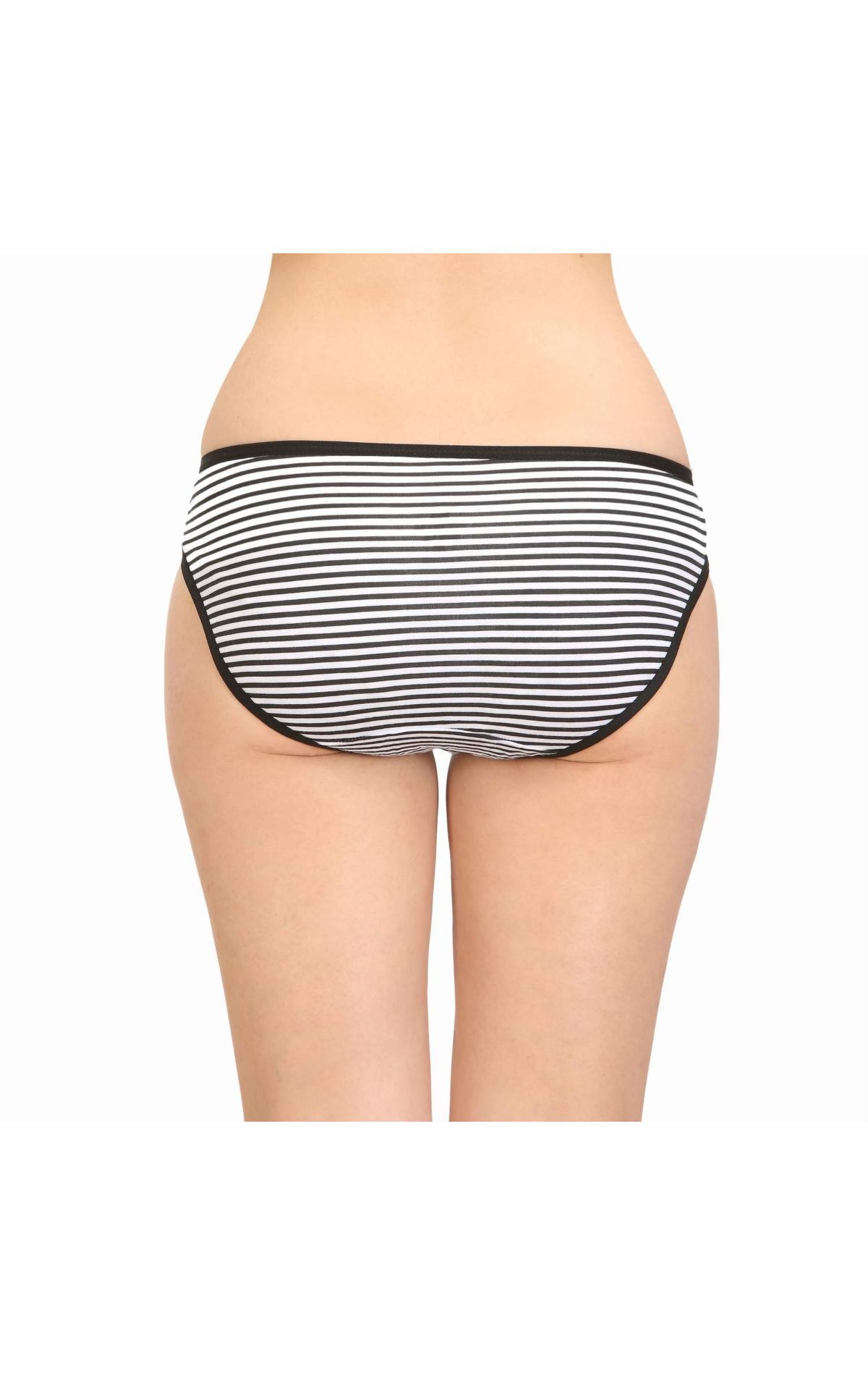 Bodycare Womens Combed Cotton Assorted Striped Bikini Briefs-Pack