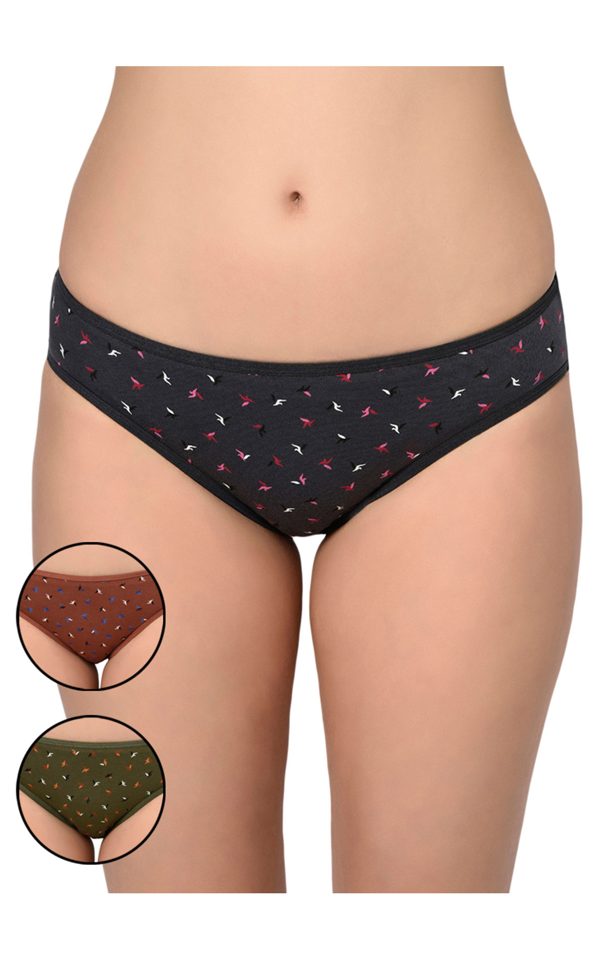 Bodycare Pack Of 3 Printed Panty In Assorted Colors-8575b-3pcs