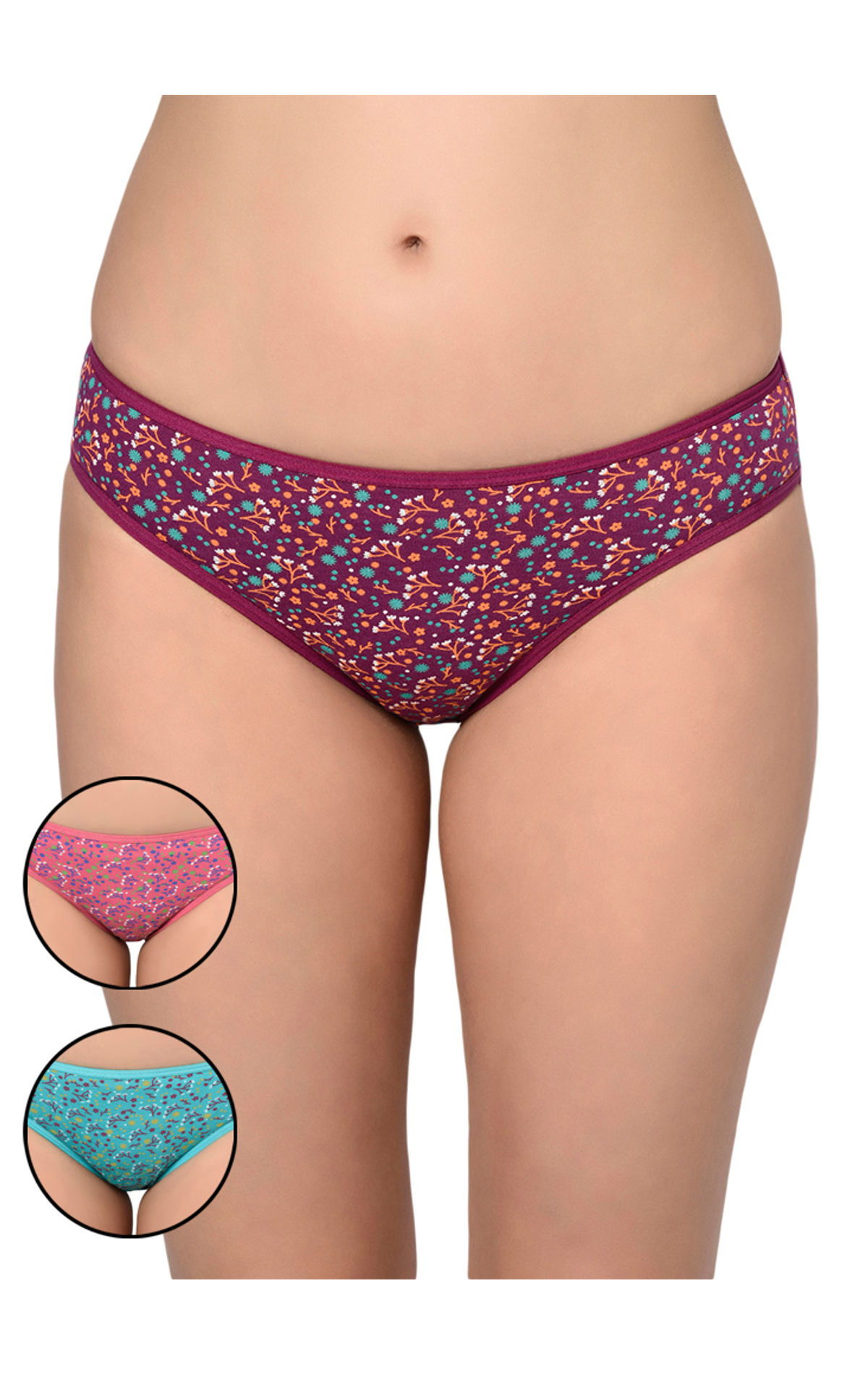 Buy BODYCARE Women's All Over Print Panty (Pack of 3)-M Assorted at