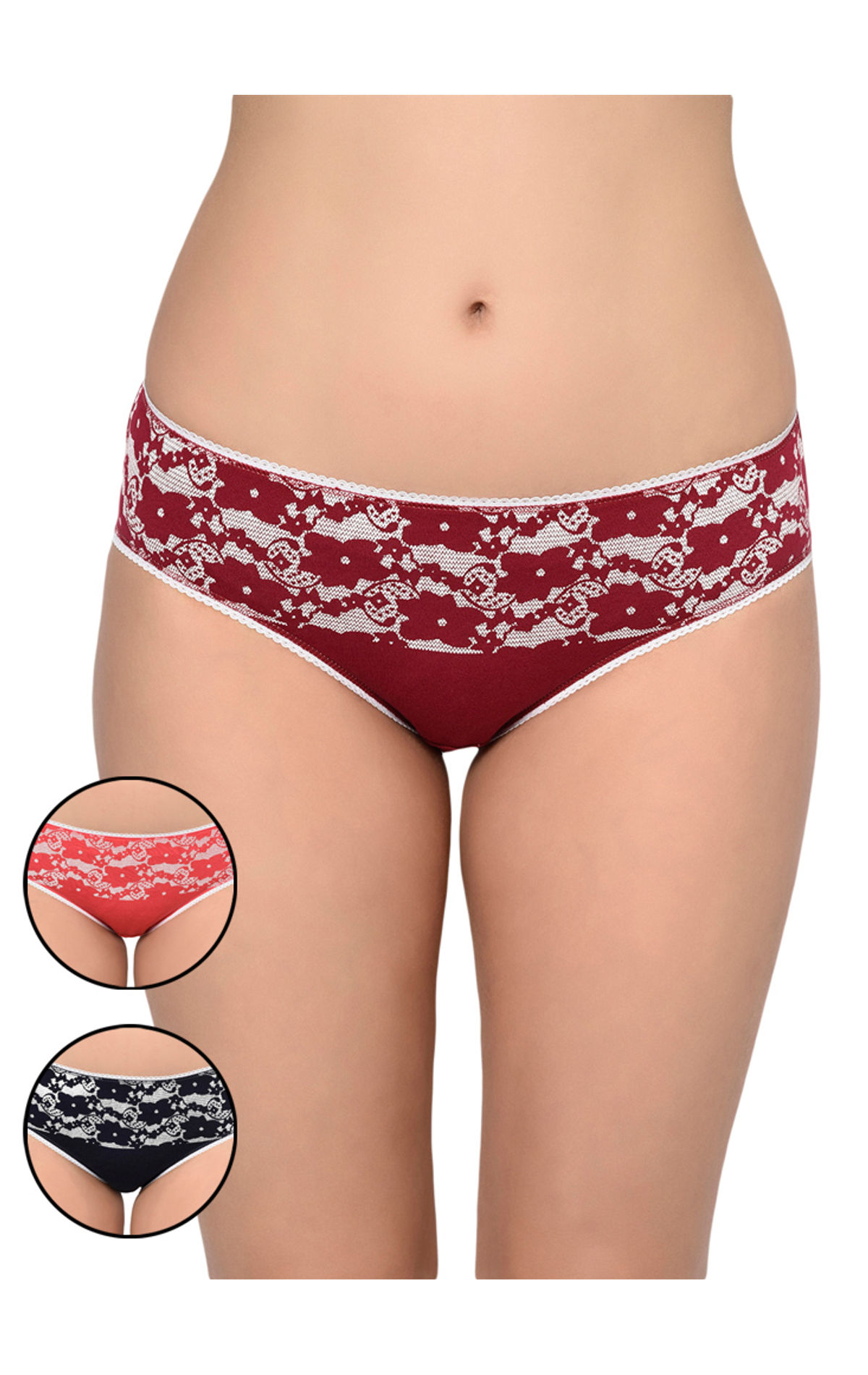 Bodycare Pack Of 3 Printed Panty In Assorted Colors-8568b-3pcs