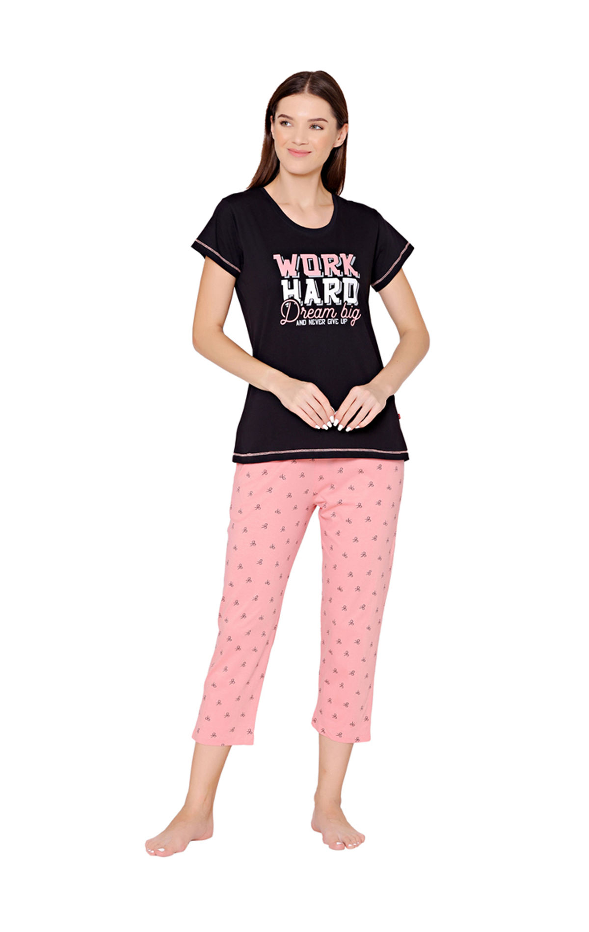 Plus Size Women's 2-Piece Capri PJ Set by Dreams & Co. in Black