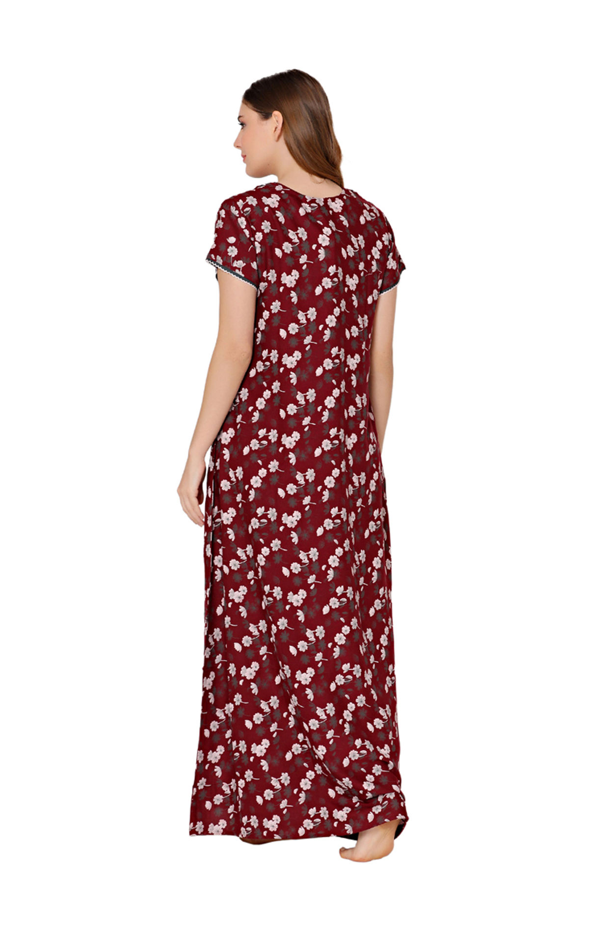 Bodycare Womens Polycotton Round Neck Printed Long Night Dress-BSN2019A