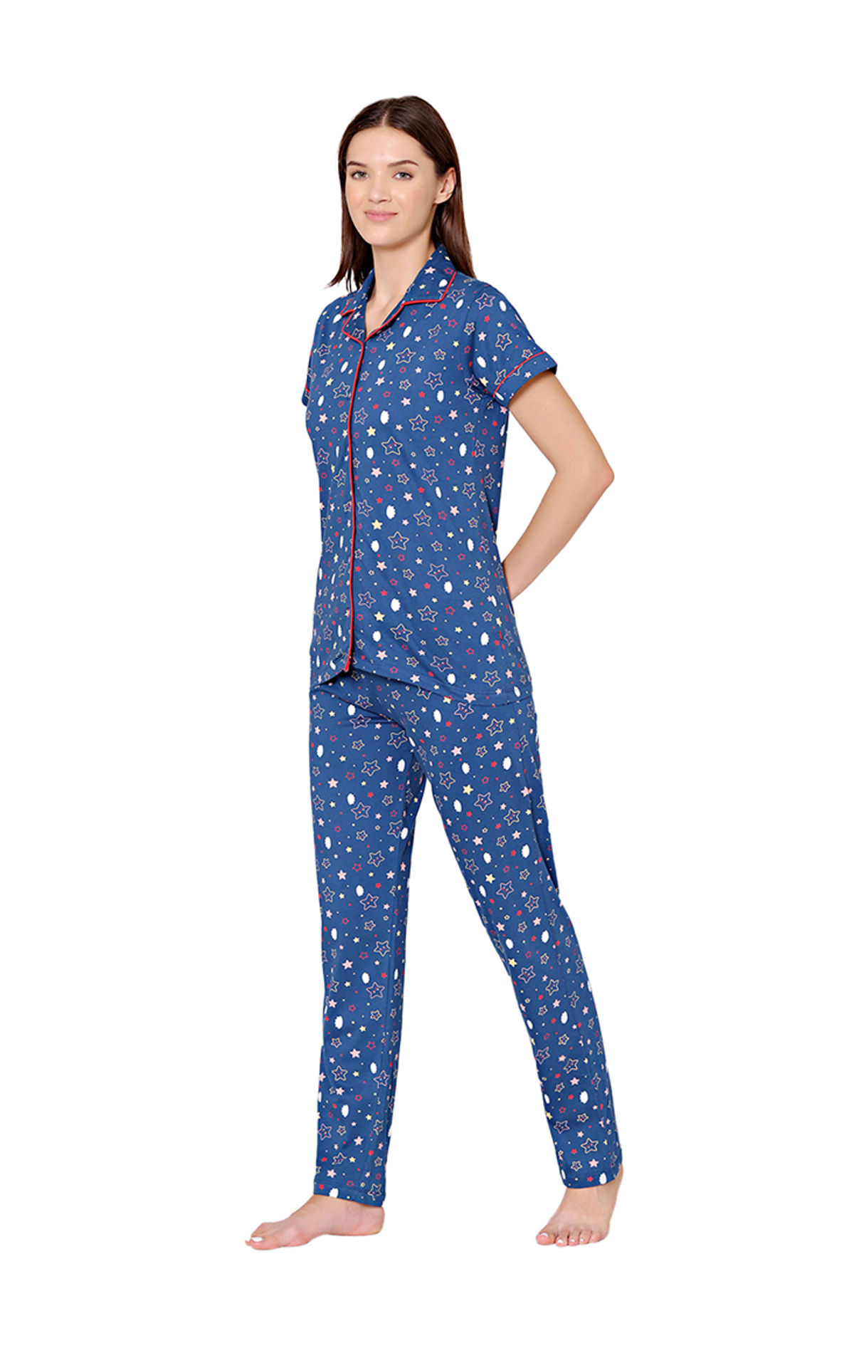 Buy ONE SKY Night Suits for Women, Cotton Suit Set, Breathable Women Wear,  Half Sleeves Night Dress, 2 Patch Pockets, Easy to Care Girls Night Dress,  Relaxed Fit Top & Pants(Pattern Wear) (