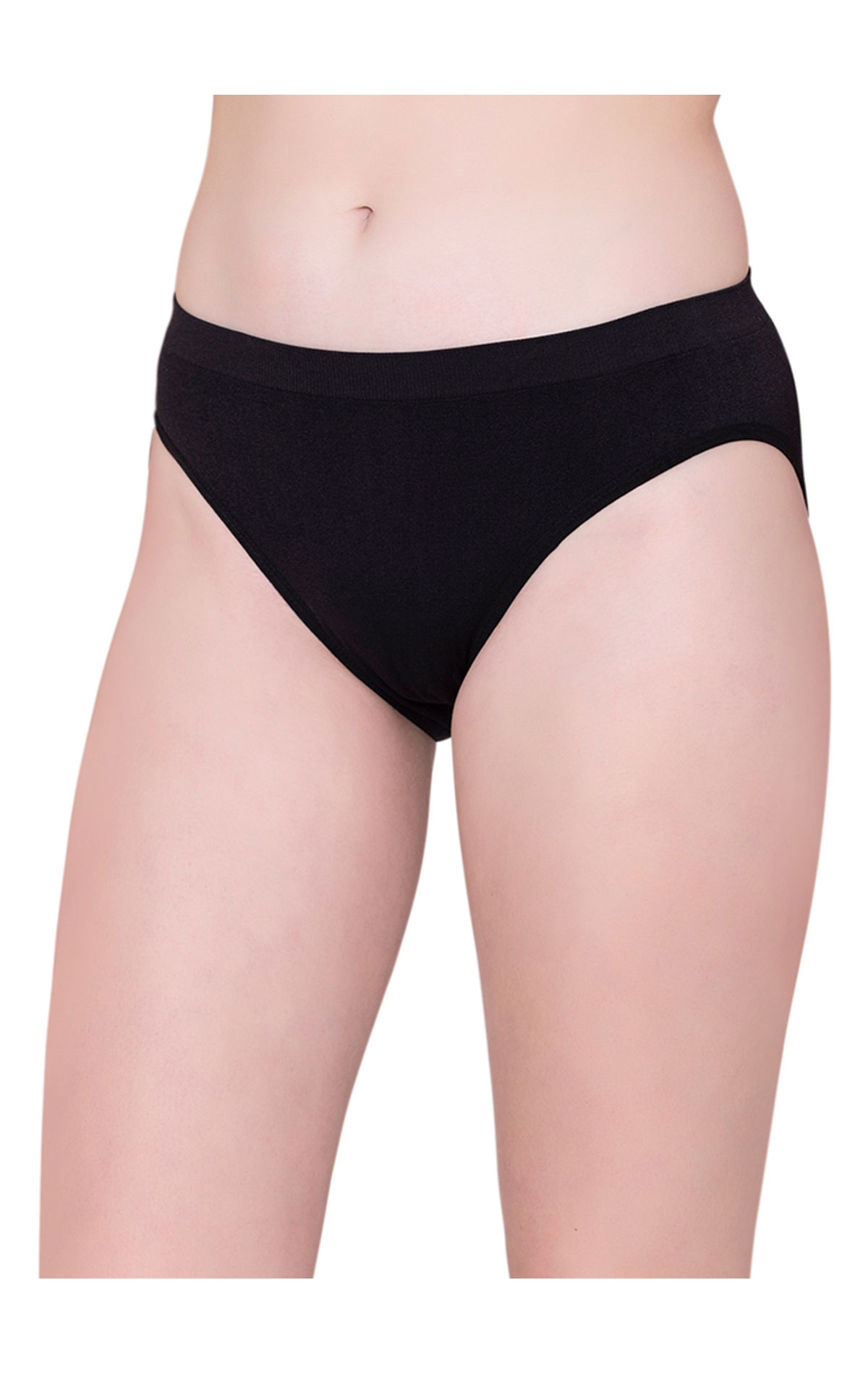 BodyX womens microfiber spandex black solid seamless premium bikini panty  BX502-pack of 1