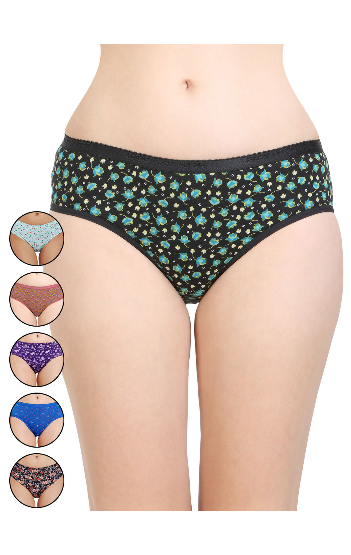 Bodycare Pack Of 6 Printed Hipster Briefs Deluxe Panties In Assorted Color  - E9600-6pcs-b, E9600-6pcs-b