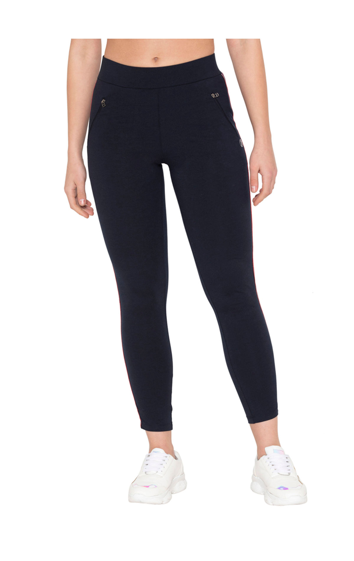 Bodyactive Women's Navy Solid Activewear Jogger Track Sweatpants