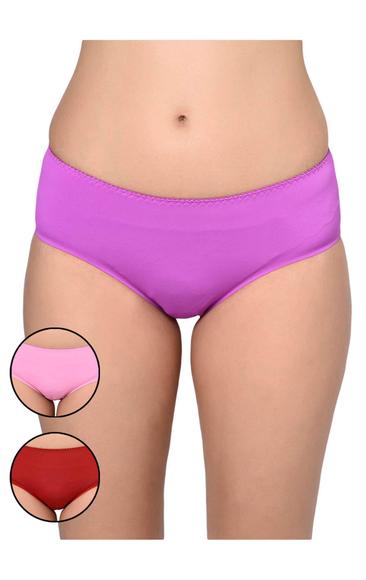 Bodycare Pack Of 3 Solid Hipster Panty In Assorted Color-s-37, S-37-3pcs