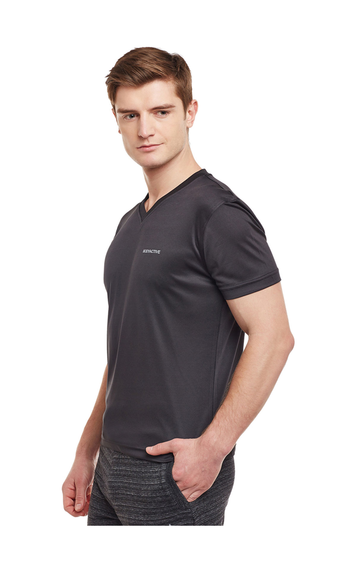 Bodyactive Men Black Dri Fit V Neck T Shirt Ts11 Blk Ts11 Blk Bodycare Creations Limited