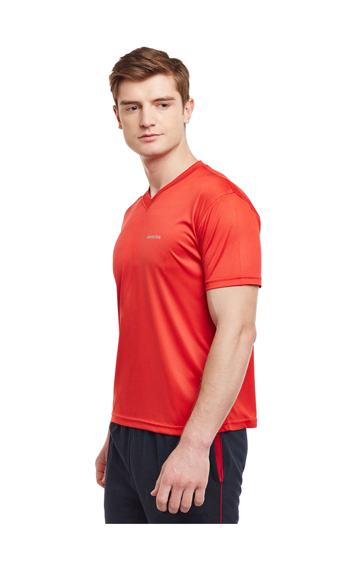 Bodyactive Modern Fit V Neck Half Sleeve T-Shirt for Men-TS60-NAT