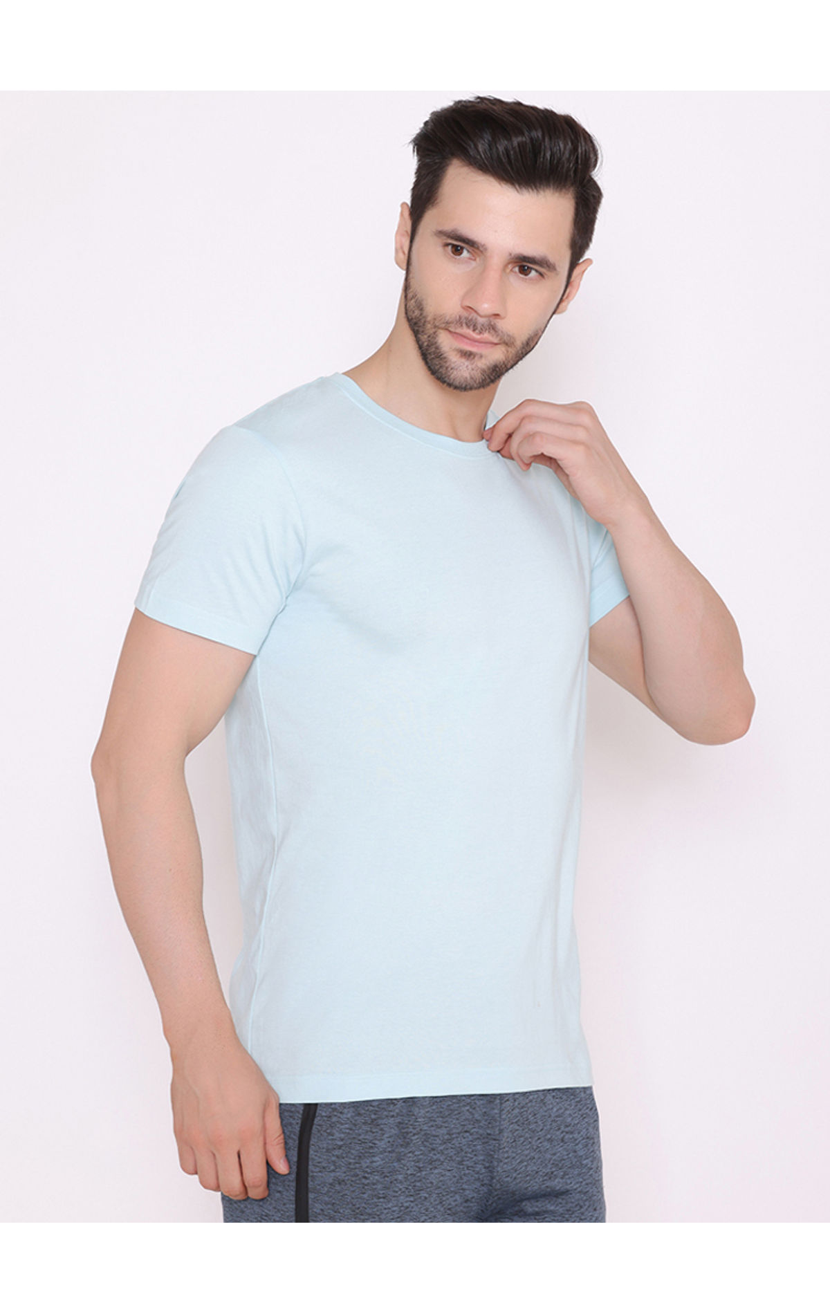 Bodyactive Regular Fit Printed Ribbed Round Neck Half Sleeve T-Shirt for  Men-TS71-COA
