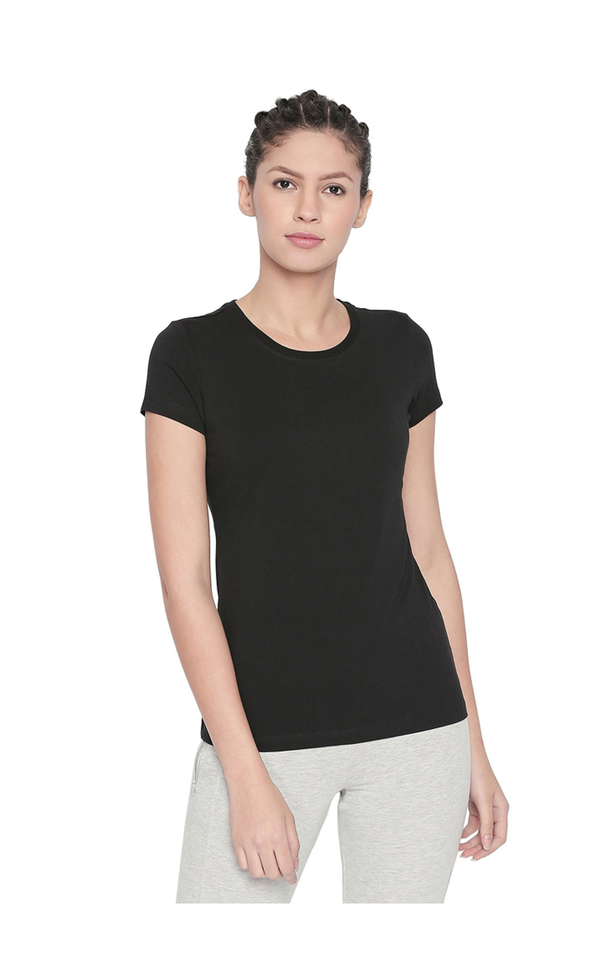 Bodyactive Women Black Round Neck Tee-ts19-black | Ts19-black | Bodyactive