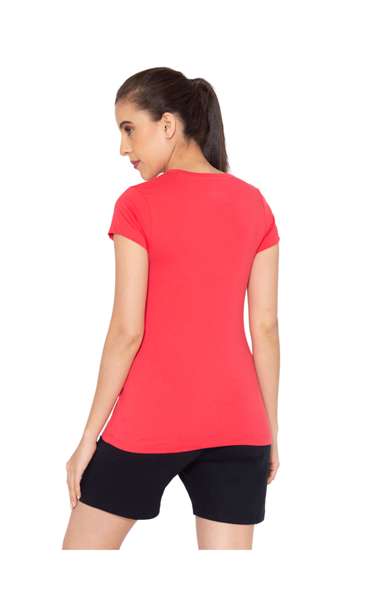 Women Round Neck Cotton Red