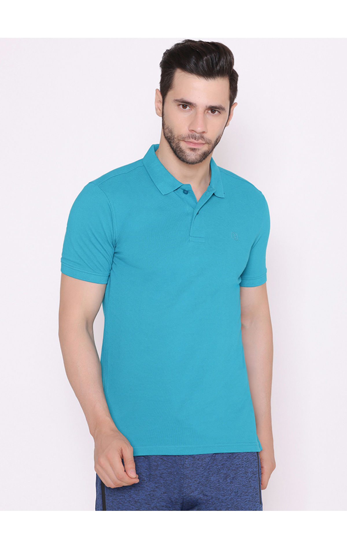 Bodyactive Solid Casual Half Sleeve Cotton Rich V neck Pique Polo T-Shirt  for Men-TS52