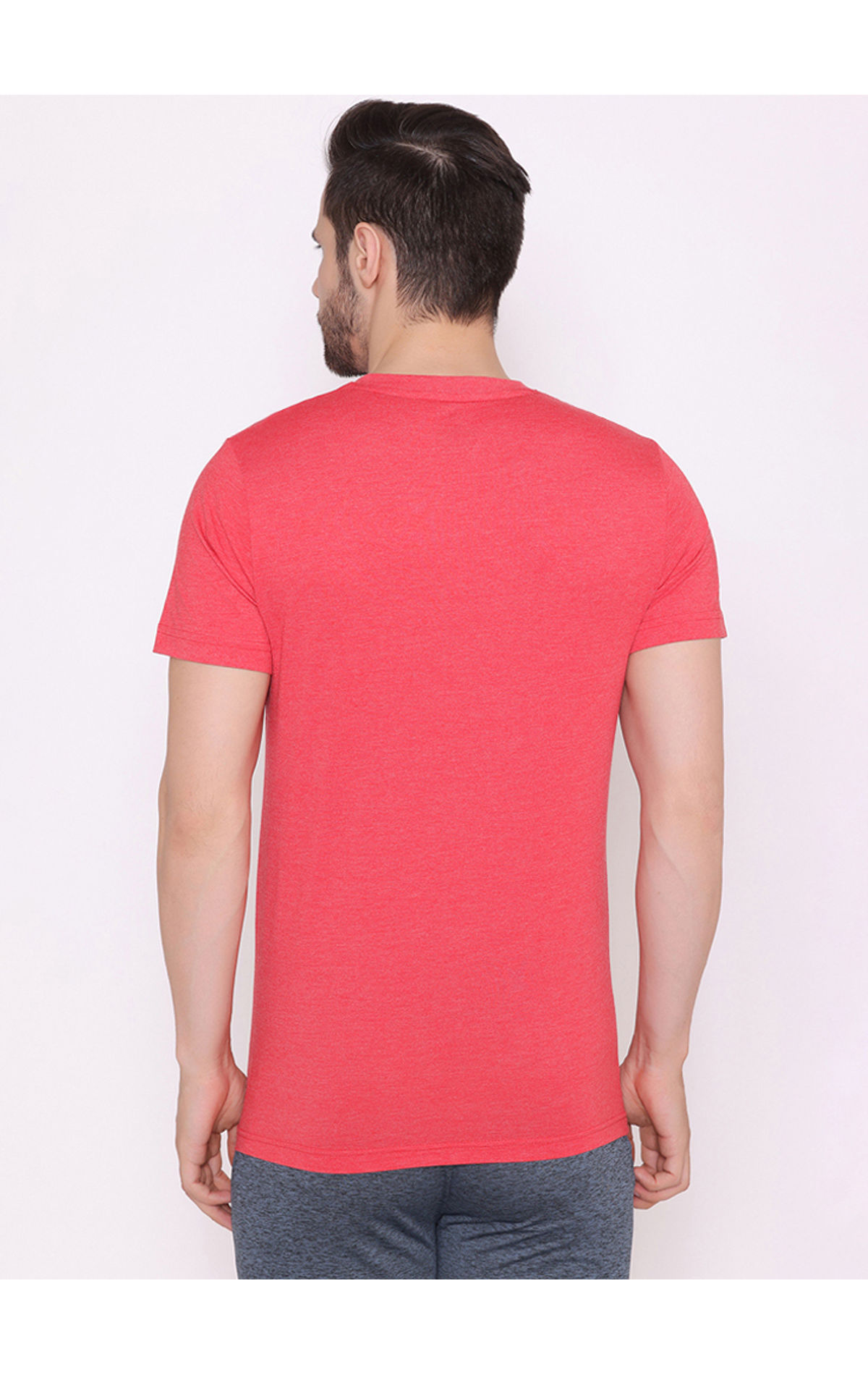 Bodyactive Modern Fit V Neck Half Sleeve T-Shirt for Men-TS60-NAT