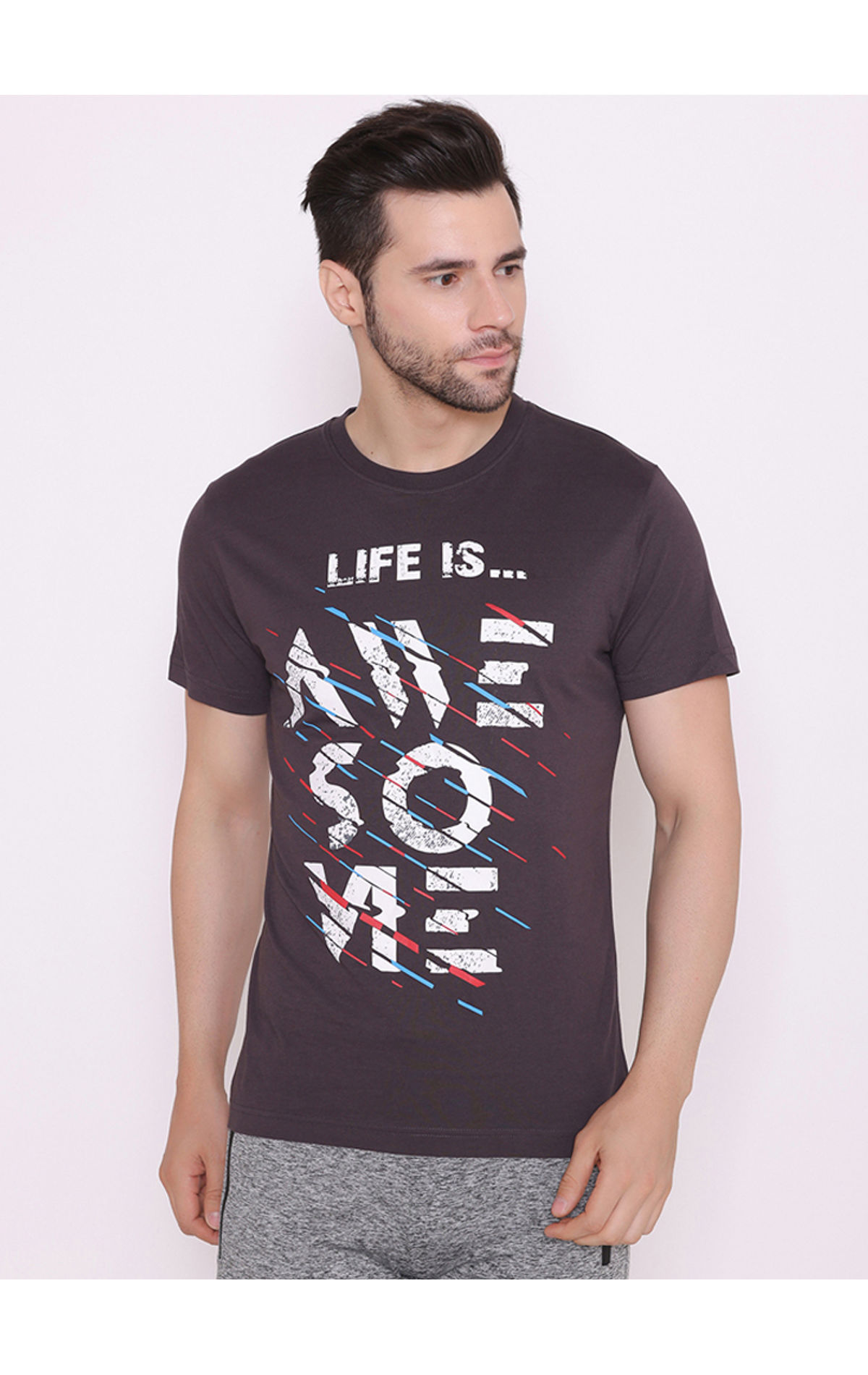 Cotton Graphic Printed Men Modern Fit T Shirt, Round Collar at Rs