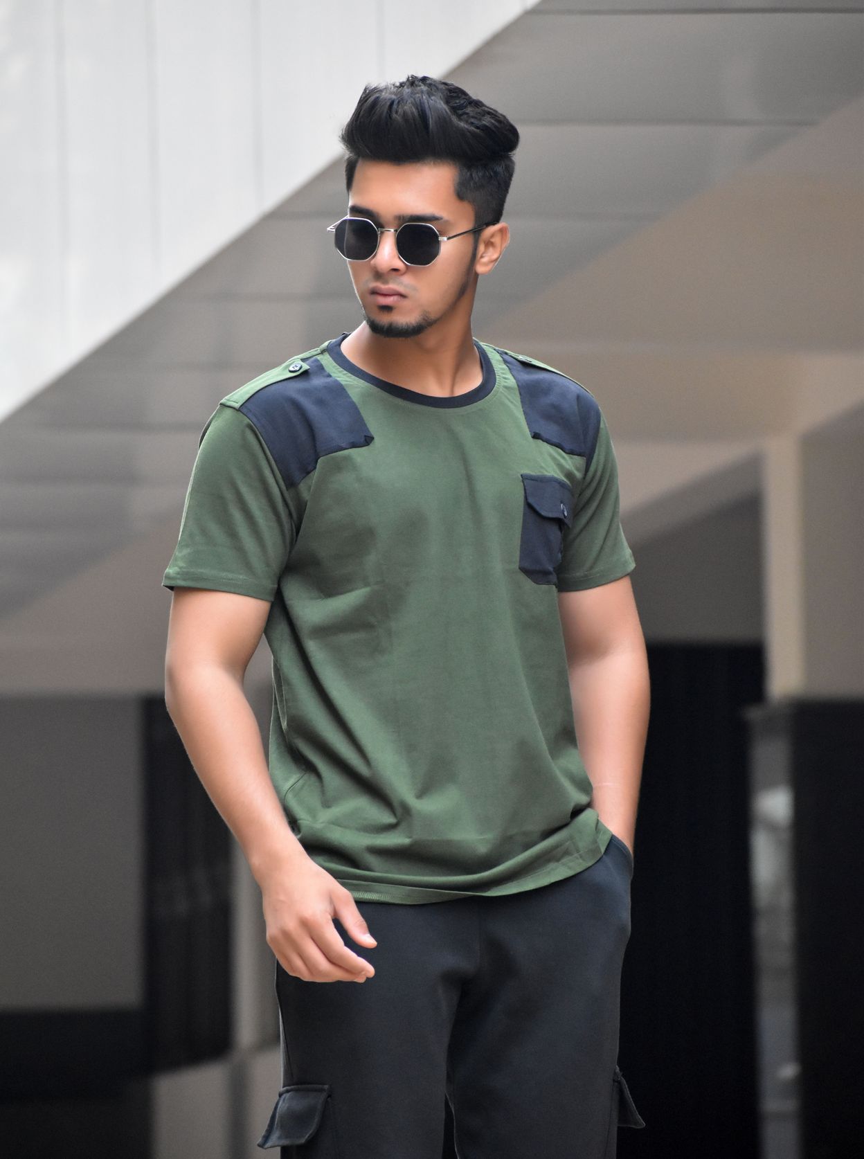 Fit It Green Street Style Half Sleeve T Shirt For Men