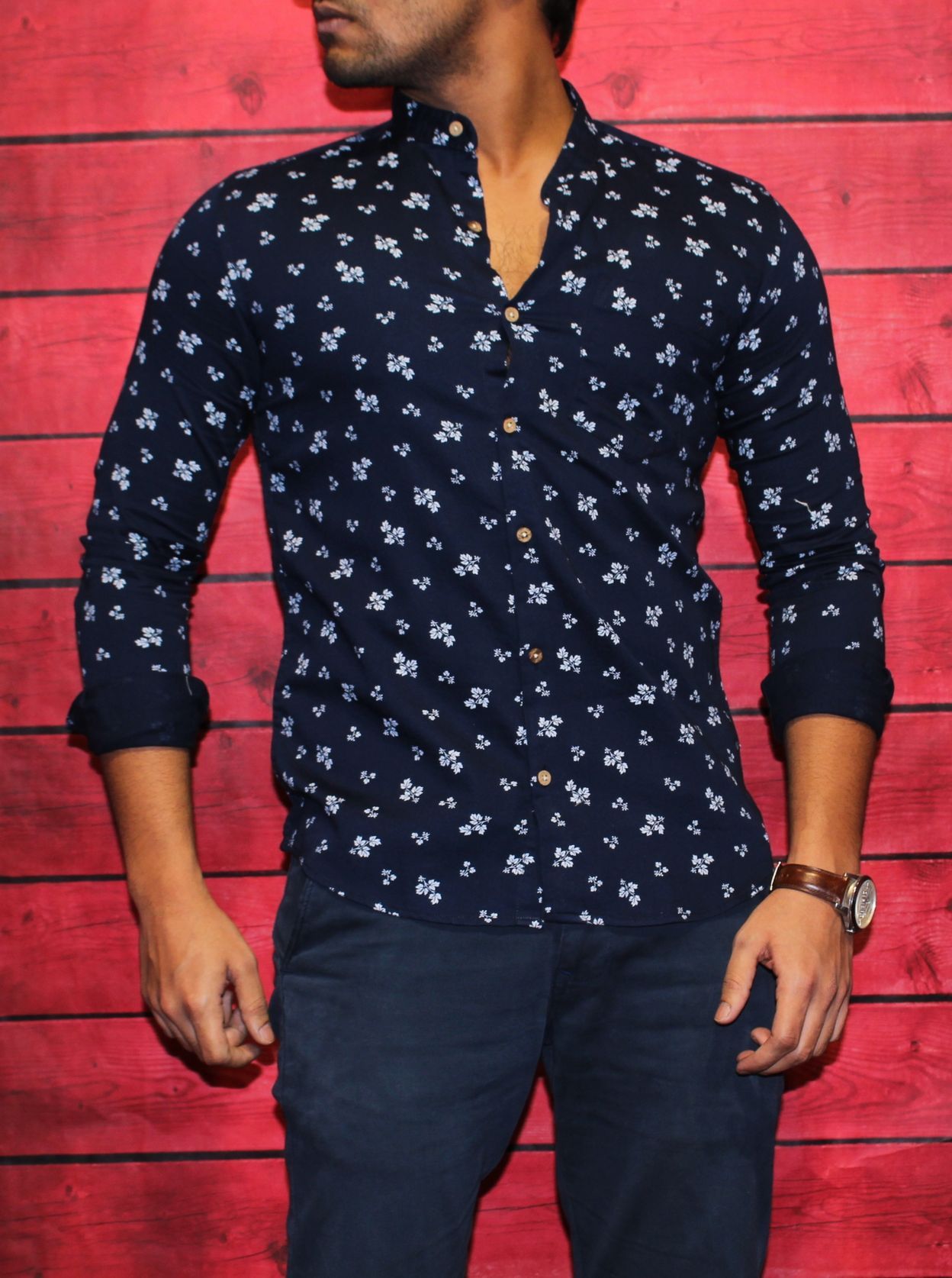 blue cotton shirt mens