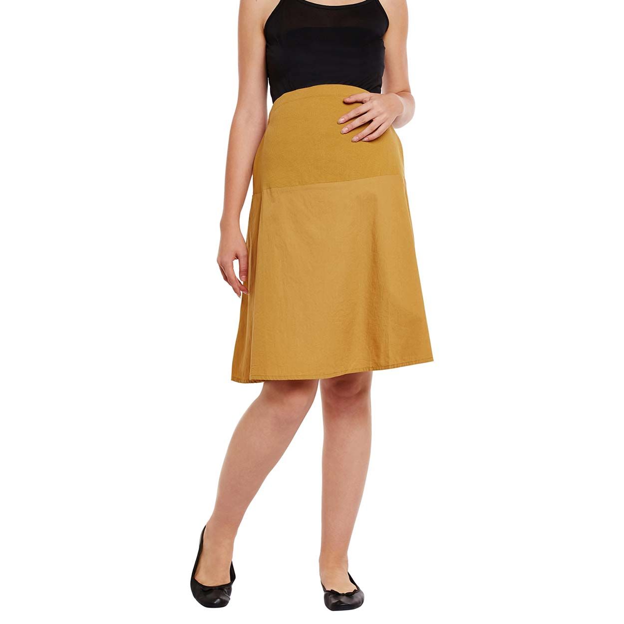 mustard maternity skirt