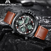 OVERFLY Megalith Analog-Digital Chronograph Sports Leather Strap Watch For-Men 3003