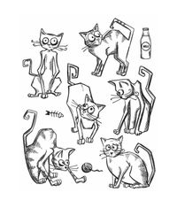 Crazy Cats - Stamps