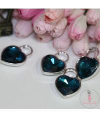 Crystal Heart Charm - Deep Blue