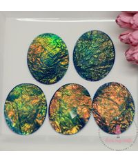 Shiny Oval Cabochon - Golden Green tone