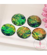 Shiny Round Cabochon - Golden Green tone