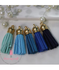 Small Faux Leather Tassel - Blue Family